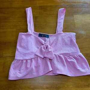 Pink Ribbed Crop Top